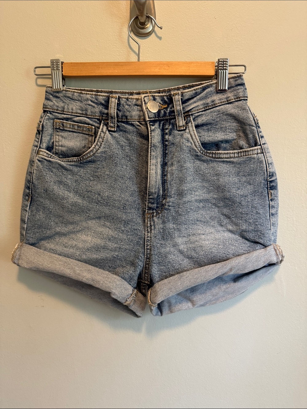 Cotton On Light Blue Rolled Hem Denim Shorts